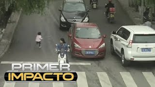 De milagro, esta niña se salva de morir atropellada en dos ocasiones en China