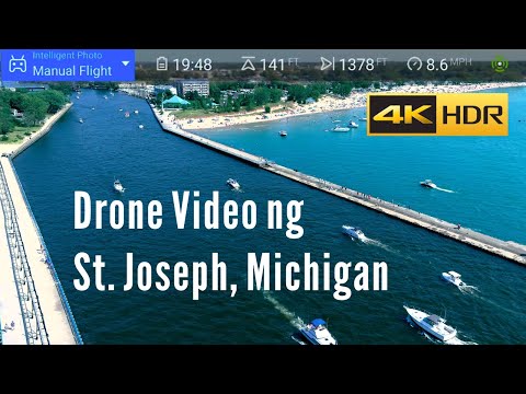 4k HDR Drone Footage ng St. Joseph Beach, Michigan