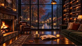 Cozy Autumn Jazz 🍂 Smooth Jazz, Gentle Rain & Warm Fireplace for Focus & Relaxation