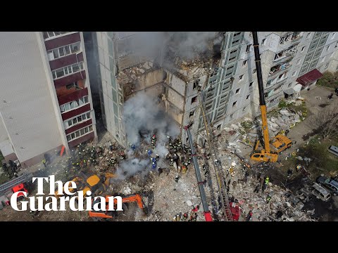 Ukraine: drone footage shows aftermath of deadly airstrike in Uman