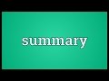 Summary Meaning