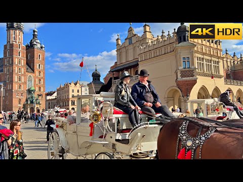 Poland - Krakow Walking Tour - Summer 2023 | 4K HDR 60 FPS with Drone Shots