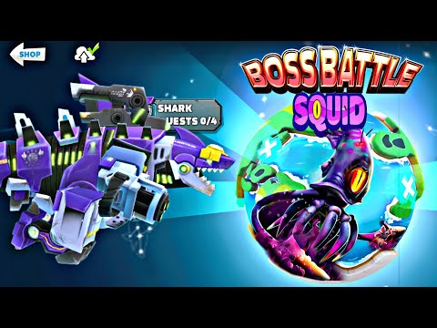 New Giant Colossal Squid Boss | Hungry Shark World Mecha Sharkjira Vs Colossal Squid Boss
