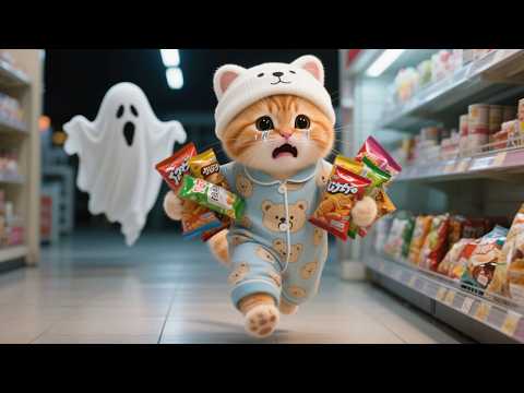 Ginger Kitten Meets a Ghost at Convenience Store 👻, How Mama Cat Solves It 🐾💕 | Funny Cat Videos