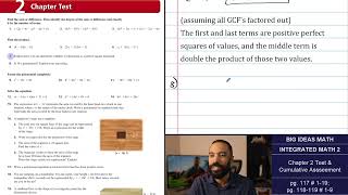 Big Ideas Math [IM2]: Chapter 2 Test & Cumulative Assessment (Problem Set)