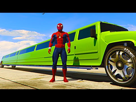 LONGEST LIMOUSINE CAR AND SPIDERMAN SUPERHERO FUN VIDEO FOR KIDS NURSERY RHYME