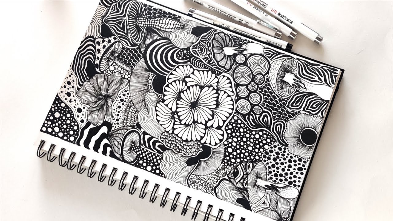 Zentangle art || Zentangle || Doodle art || Zendoodle || mushroom zentangles