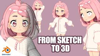 Modeling a Cute Anime Girl in Blender – Watch the Process (Free Download)