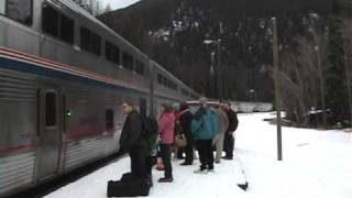 preview picture of video 'Empire Builder eastbound Departure from Essex MT 2008-11-29'