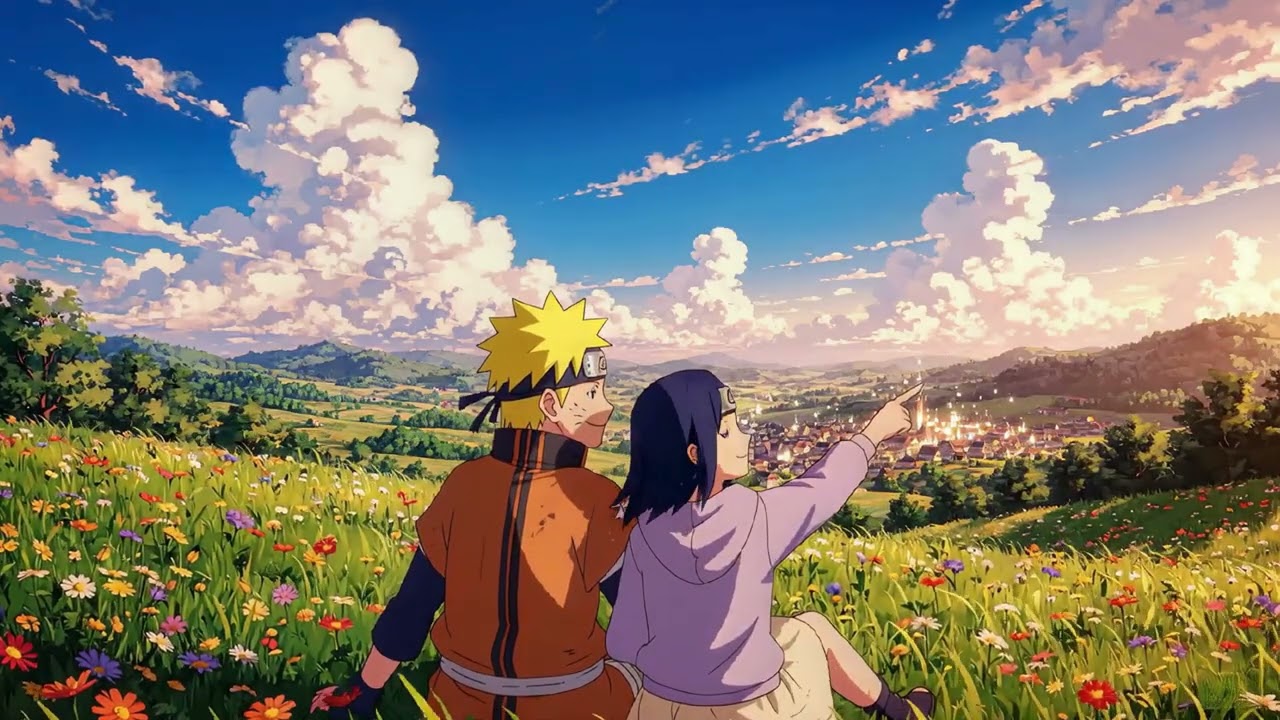 Naruto & Hinata Peaceful Meadow 🌸 [Ghibli Style 4K] | Live Wallpaper Background