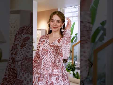 Rustic red prints on white everyday ethnic flared kurta sitaram designer 2025