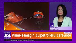 Primele imagini de la bordul navei care a luat foc după ce a fost lovită în Marea Neagră
