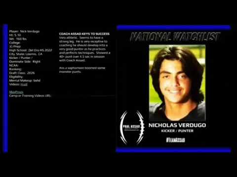 Nicholas Verdugo, Del Oro HS 2022 Punts 48 yds