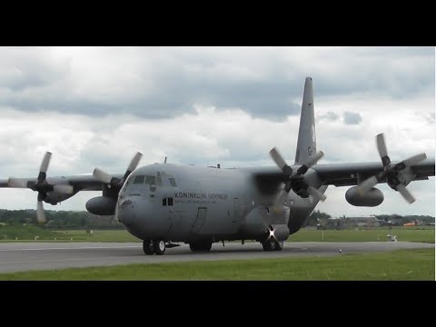 RLNAF C-130 Hercules G-275 at Cambridge Airport