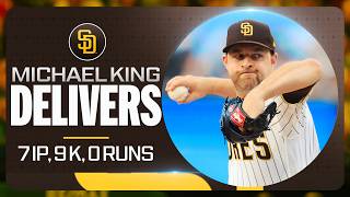 DAZZLING START ???? Michael King strikes out 9 batters in 7 scoreless innings vs. Dodgers!