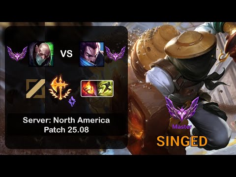 Singed Mid vs Yasuo - NA Master - Patch 25.08