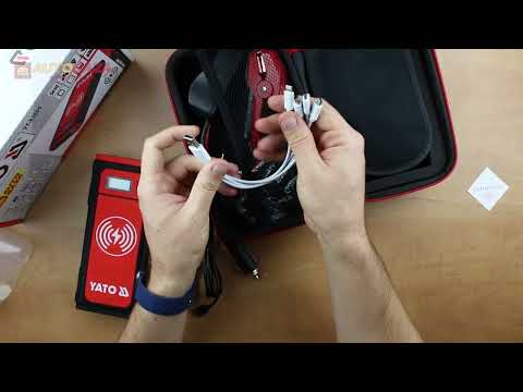 Пускова-зарядна батарея Li-Ion YATO ємність 16 Агод, 400/800 А, живлення через USB: вихідний 9 В, 2А