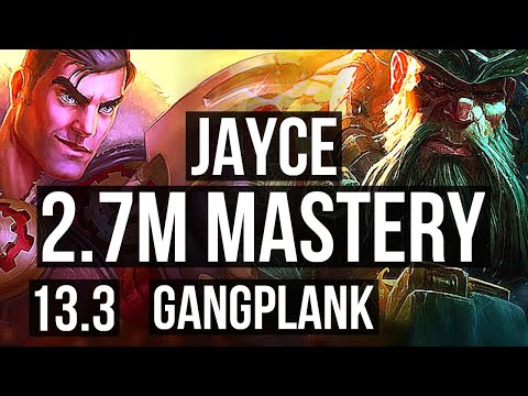 JAYCE vs GP (TOP) | 10 solo kills, 2.7M mastery, 800+ games, Dominating | EUW Master | 13.3