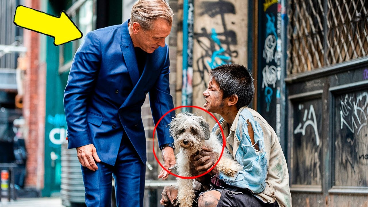 Millionaire Makes Unusual Offer to Homeless Boy with His Dog, and What He Responded Made Him Cry...