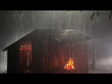 Duerma instantáneamente con lluvia intensa y truenos  en  una  casa de campo