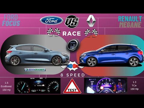 Renault Megane Rs line 1.3 Tce 160 Hp VS Ford Focus 1.5 EcoBoost 150 Hp 0-160