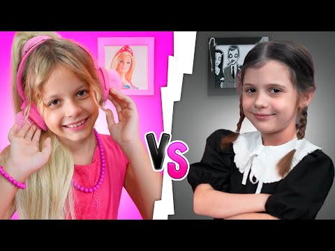 Eva as Wednesday Black vs Pink Challenges for kids