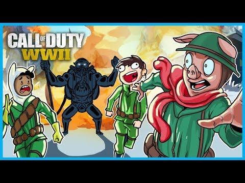 Call of Duty: WWII Zombies Funny Moments! - Boss Zombie, Easter Egg Fail, and BBQ Chicken Men!