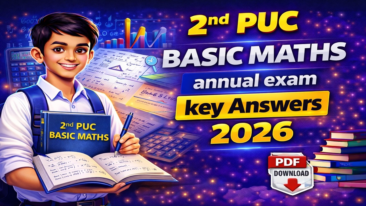 2nd PUC Basic maths annual exam key Answers 2026