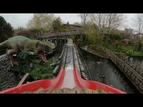 Onride: 'Dino splash' 💦 (Mounted) 4K/POV 2023 - Plopsaland de panne