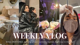 WEEKLY VLOG ♡ (MARGARITA TACO NIGHT,  BROWS WAXED, SKIMS TRY ON HAUL, CONTENT, NURSING SCHOOL)