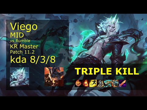 Viego vs Rumble Mid - KR Master 8/3/8 Patch 11.2 Gameplay // [롤] 비에고 vs 럼블 미드