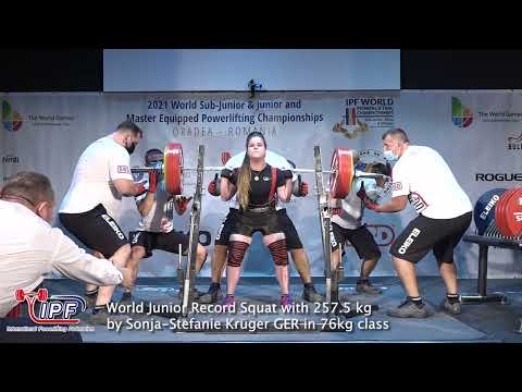 World Junior Record Squat with 257.5 kg by Sonja-Stefanie Krüger GER in 76kg class