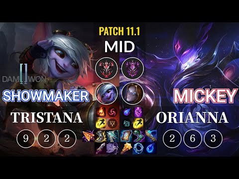 DWG Showmaker Tristana vs Mickey Orianna Mid - KR Patch 11.1