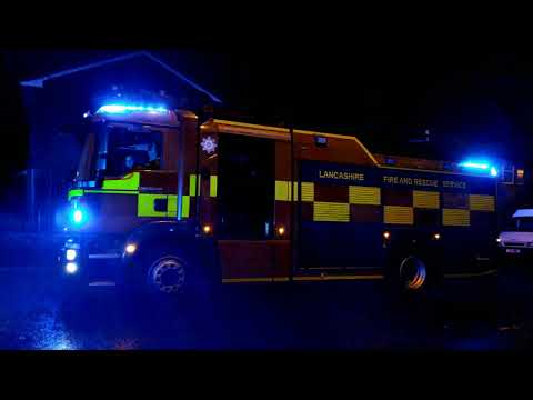 Lancashire Fire and Rescue Service MAN TGE Rosenbauer AT Stinger Responding