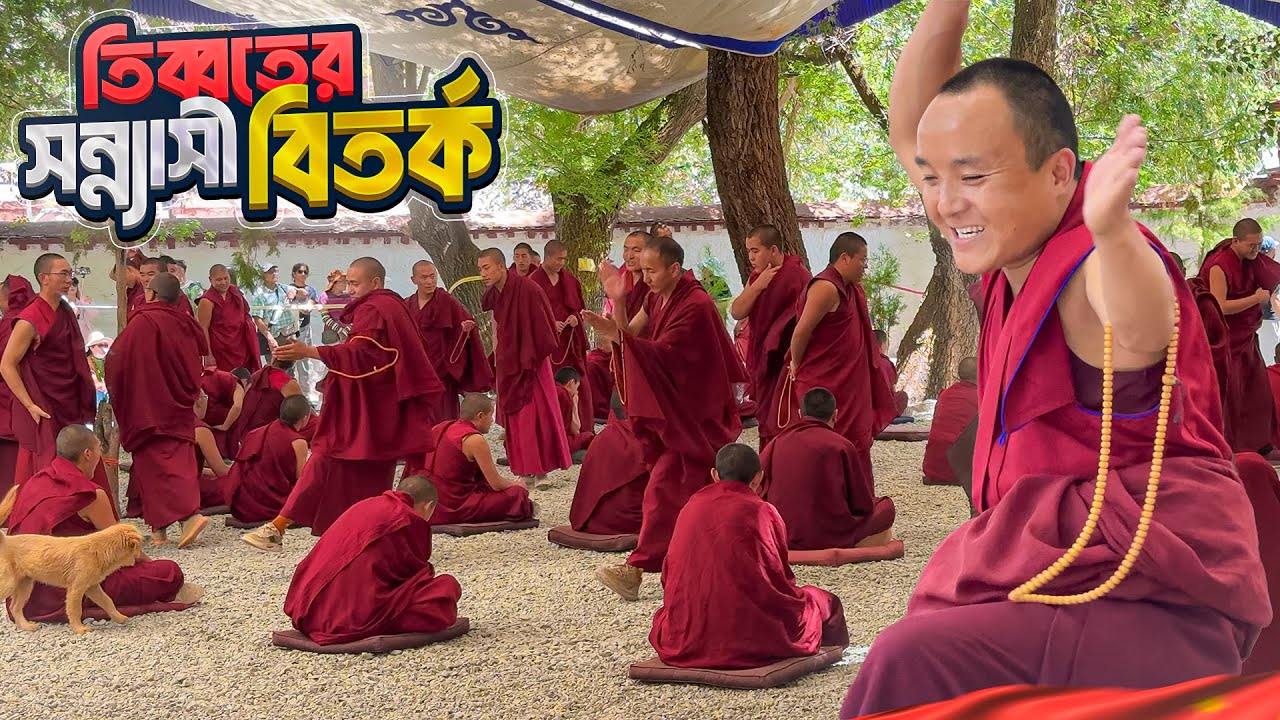 তিব্বতের আশ্রমে সন্ন্যাসীদের ঐতিহ্যবাহী বি'ত'র্ক দেখে আমি অভিভূত || Tibetan Monk Debate || Tibet
