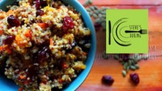 preview picture of video 'Red & White Quinoa with roasted Squash, Pumpkin seeds & Cranberries (Stevescooking)'