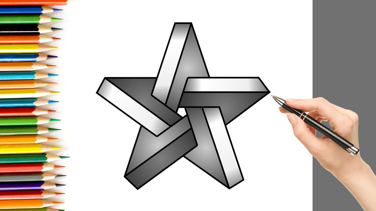 How to Draw An Impossible 3D Star for Kids