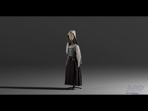 Numérização Trajes 3D do Museu de Tradições e Arte Normands - Femme de l’Eure, 1780-1800