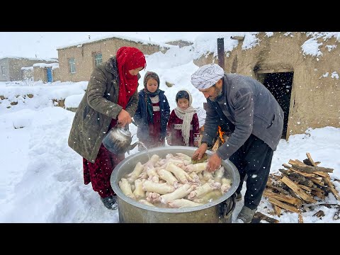 Surviving the Coldest Village in Afghanistan | Cooking Village Style food in a Cave in Cold winter