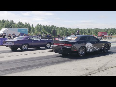 '71 Plymouth Cuda 372cid vs Dodge Challenger 392 1/4 mile drag race