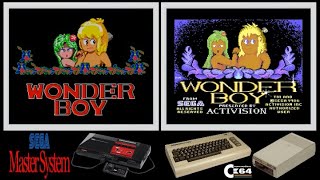 SMS vs C64 : WONDER BOY (Side by side comparison)