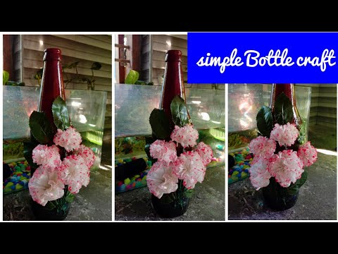 Easy bottle Art with Flowers /Tissue flower /Home decor / Simple bottle art