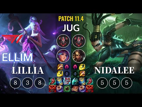 T1 Ellim Lillia vs Nidalee Jungle - KR Patch 11.4