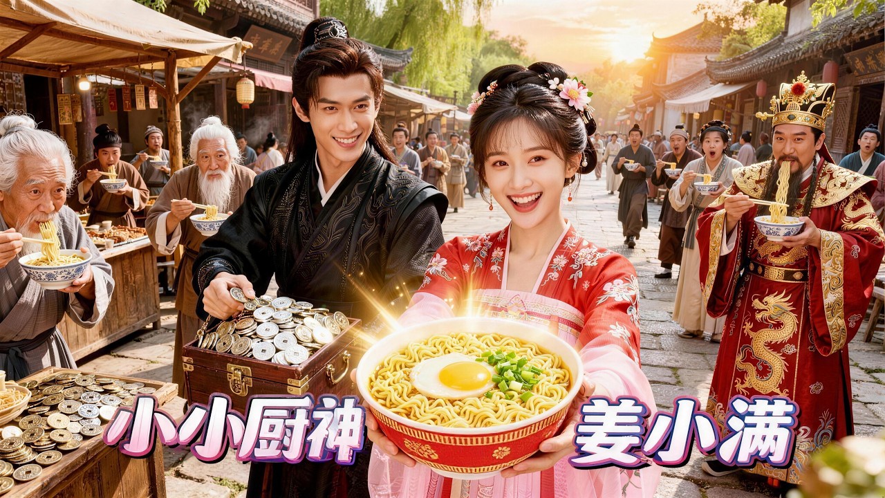 【FULL】用現代泡麵在古代賺錢！ ？天才小學生意外穿越成廚神，用一碗泡麵征服眾人！ #女頻 #短劇 #穿越 #古裝 #ai