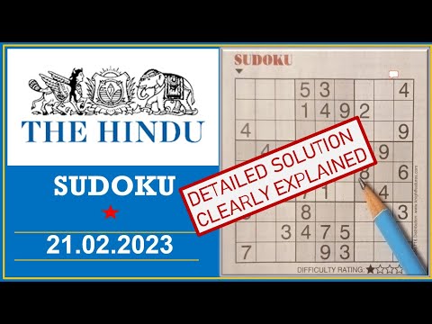 Video# - 416 How to Solve 1 Star Hindu  Sudoku Feb 21,  2023 -  Step By Step Solution