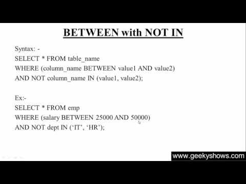 39 BETWEEN with NOT IN SQL Hindi