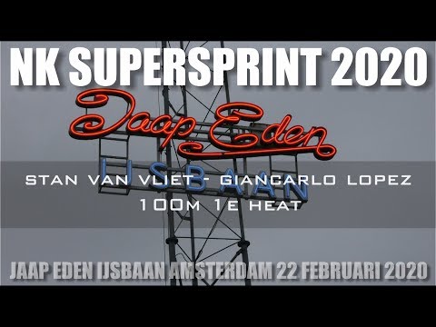 Stan van Vliet - Giancarlo Lopez 100m 1e heat NK Supersprint Jaap Eden Ijsbaan Amsterdam 2020