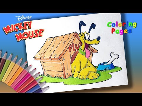 Mickey Mouse and his friends Coloring Book. Pluto Coloring for kids Video