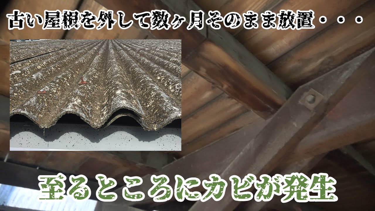 【ギャングパーツ移転の悪質リフォーム】 屋根がないまま数ヶ月放置でカビだらけ