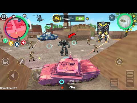 Rope Hero: Vice Town - (Pink Tank Stuck on Mylta Power Save) Army Destroy Tank - Android Gameplay HD